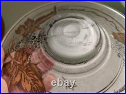 Adat Coupe en Verre Art Deco Réhaussé d'Or Et d'Argent Décor Grappe De Raisins