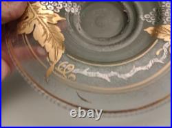 Adat Coupe en Verre Art Deco Réhaussé d'Or Et d'Argent Décor Grappe De Raisins