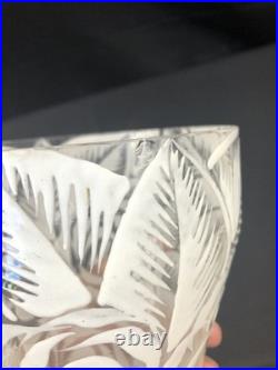 Adrien Mazoyer (1887-1950) Vase verre décors de fleurs émaillées Art déco
