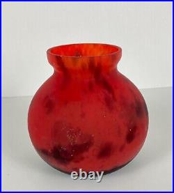 Ancien (1930) art déco magnifique vase en patte de verre signé Lorrain