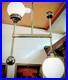 Ancien Art Deco Bauhaus Fixture Plafond Laiton Lustre Lait Lumiere Verre Lampe