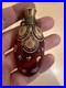 Ancien Flacon Parfum Deco Ou Sel Verre Rouge Émaillé Fin XIX art Nouveau