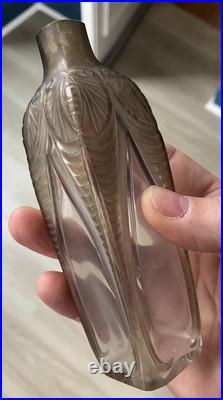Ancien Flacon Parfum décor cigales verre Art déco Henri Hamm Style Lalique