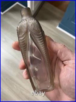 Ancien Flacon Parfum décor cigales verre Art déco Henri Hamm Style Lalique