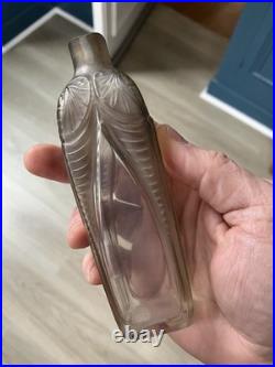 Ancien Flacon Parfum décor cigales verre Art déco Henri Hamm Style Lalique