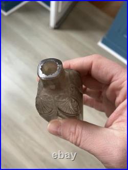 Ancien Flacon Parfum décor cigales verre Art déco Henri Hamm Style Lalique
