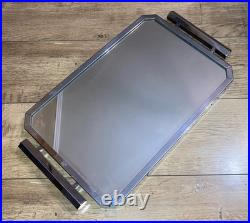 Ancien GRAND PLATEAU MIROIR rectangulaire VERRE MODERNISTE ART DECO service