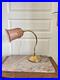 Ancien Lampe à Poser Col de Cygne Art Déco Tulipe en Verre Rose France 30Cm