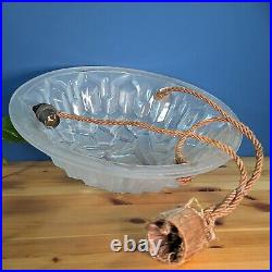 Ancien Lustre Degué Compiegne suspension Art Déco pâte de verre blanche Numéroté