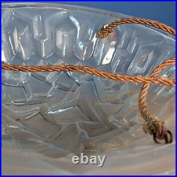 Ancien Lustre Degué Compiegne suspension Art Déco pâte de verre blanche Numéroté
