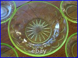 Ancien Service Dessert A Fruit Verre Ouraline Art Deco 4 Bols + 1 Saladier