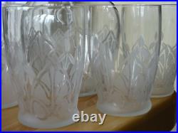Ancien Service Vin Cristal Art Deco 6 Verres + Pitcher Style Baccarat Lalique