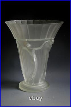 Ancien Vase Art Deco En Verre Circa 1930