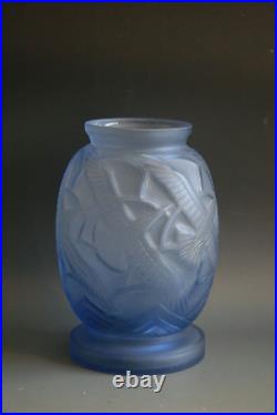 Ancien Vase Art Deco Pierre D'avesn Les Mouettes En Verre Circa 1925