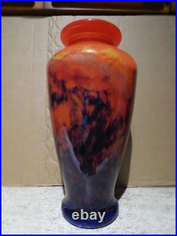 Ancien Vase Art Déco pâte de verre marmoréen signé MULLER Freres Lunéville 32 cm