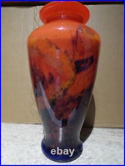 Ancien Vase Art Déco pâte de verre marmoréen signé MULLER Freres Lunéville 32 cm