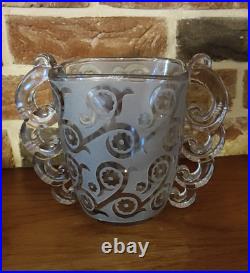 Ancien Vase Art déco verre moulé PIERRE D'AVESN pour DAUM 1925