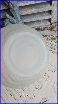 Ancien Vase Boule En Verre Depoli Moule Presse Signe Spip Art Deco