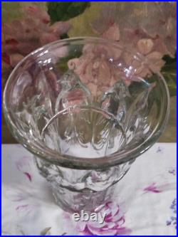 Ancien Vase En Verre Massif Signé Verlux Décor Cacatoès Art Déco 23,5 CM