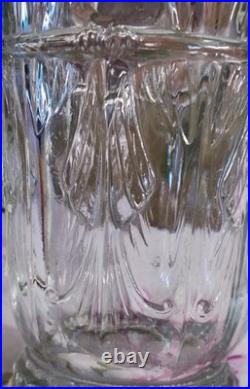 Ancien Vase En Verre Massif Signé Verlux Décor Cacatoès Art Déco 23,5 CM