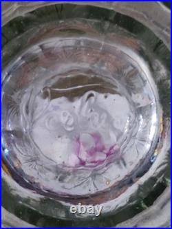 Ancien Vase En Verre Massif Signé Verlux Décor Cacatoès Art Déco 23,5 CM