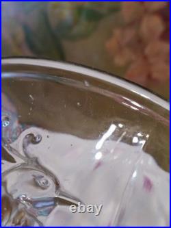 Ancien Vase En Verre Massif Signé Verlux Décor Cacatoès Art Déco 23,5 CM