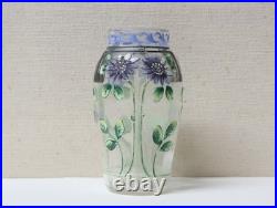 Ancien Vase miniature en verre émaillé de couleurs Art-Déco