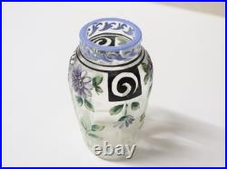 Ancien Vase miniature en verre émaillé de couleurs Art-Déco Ancien Vase miniature en verre émaillé de couleurs Art-Déco