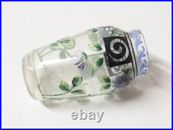 Ancien Vase miniature en verre émaillé de couleurs Art-Déco