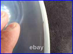 Ancien grand plat en verre pressé moulé Verlys albatroses poissons art déco 1930