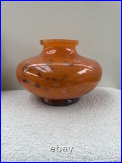 Ancien grand vase en verre marmoréen signé Lorrain époque art déco