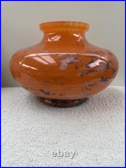 Ancien grand vase en verre marmoréen signé Lorrain époque art déco