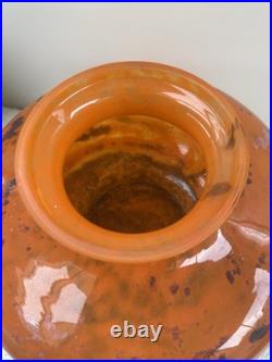 Ancien grand vase en verre marmoréen signé Lorrain époque art déco