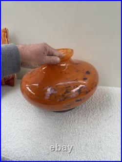 Ancien grand vase en verre marmoréen signé Lorrain époque art déco