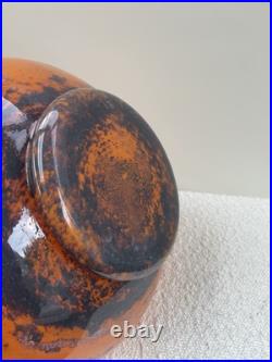 Ancien grand vase en verre marmoréen signé Lorrain époque art déco
