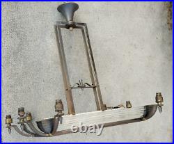 Ancien lustre art deco tiges verres style petitot