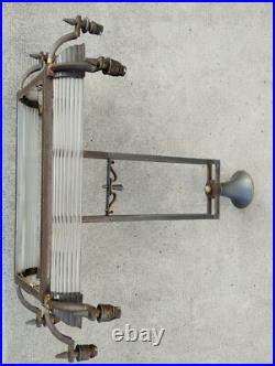 Ancien lustre art deco tiges verres style petitot