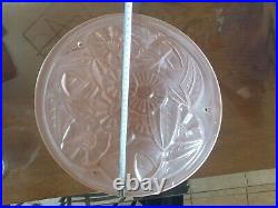 Ancien lustre/suspension Art Déco DEGUE-verre rose compressé