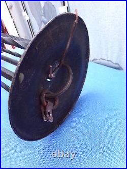 Ancien lustre/suspension Art-Déco-Primaflore-pate de verre-monture en fer forgé
