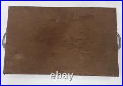 Ancien plateau rouge nacre verre metal art deco decor japonisant oiseau fleur