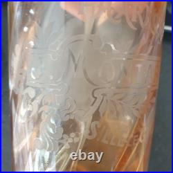 Ancien siphon pharmacie j montarou verre rose saumon art deco nouveau 1900