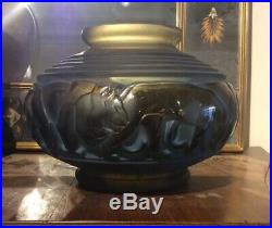 Ancien vase art déco en verre davesn décor panthère
