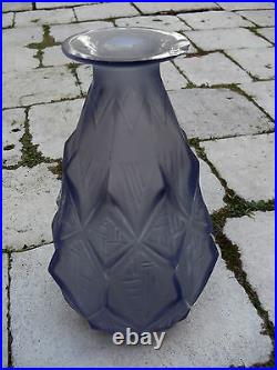Ancien vase art déco en verre opalescent signé SABINO FRANCE 1930 à restaurer