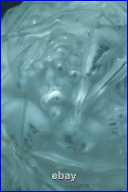 Ancien vase boule verre art déco feuillage vigne raisin France suiv. Muller