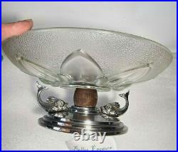 Ancienne Coupe, Centre De Table En Verre & Chrome Art Deco 31,8 CM