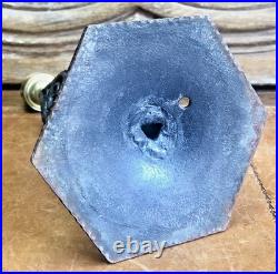 Ancienne Lampe Art Deco 1930 Fer Forge Verrerie Poissons Opalescente Ezan