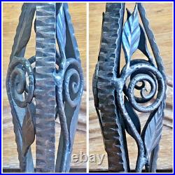 Ancienne Lampe Art Deco 1930 Fer Forge Verrerie Poissons Opalescente Ezan