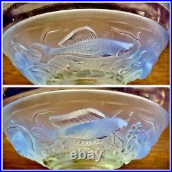 Ancienne Lampe Art Deco 1930 Fer Forge Verrerie Poissons Opalescente Ezan