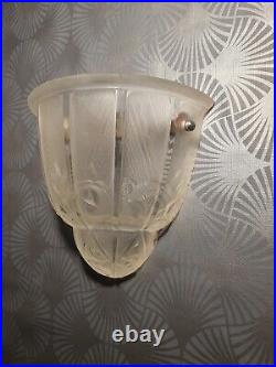 Ancienne applique murale lampe art déco HETTIER & VINCENT vasque en verre lustre