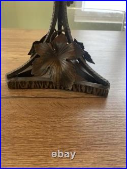 Ancienne coupe en verre marmoréen et fer forgé art déco signé Degué